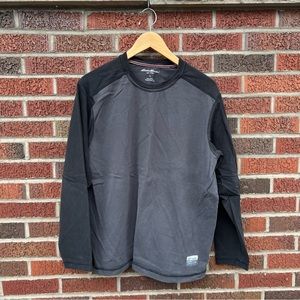 Eddie Bauer Black and Gray Baseball Long Sleeve Tee Shirt